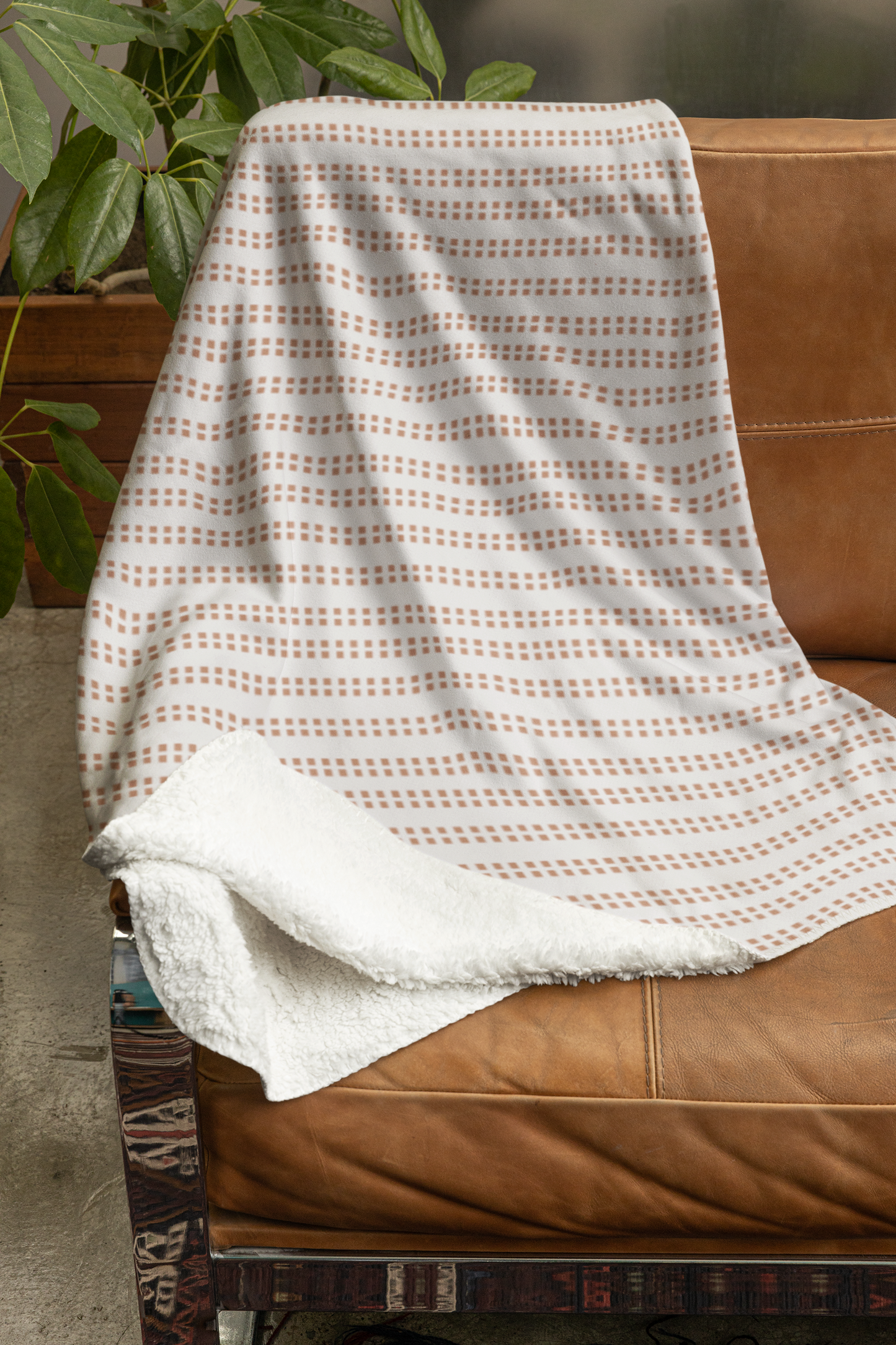 Fleece Sherpa Blanket - Elemental 5 in Rust